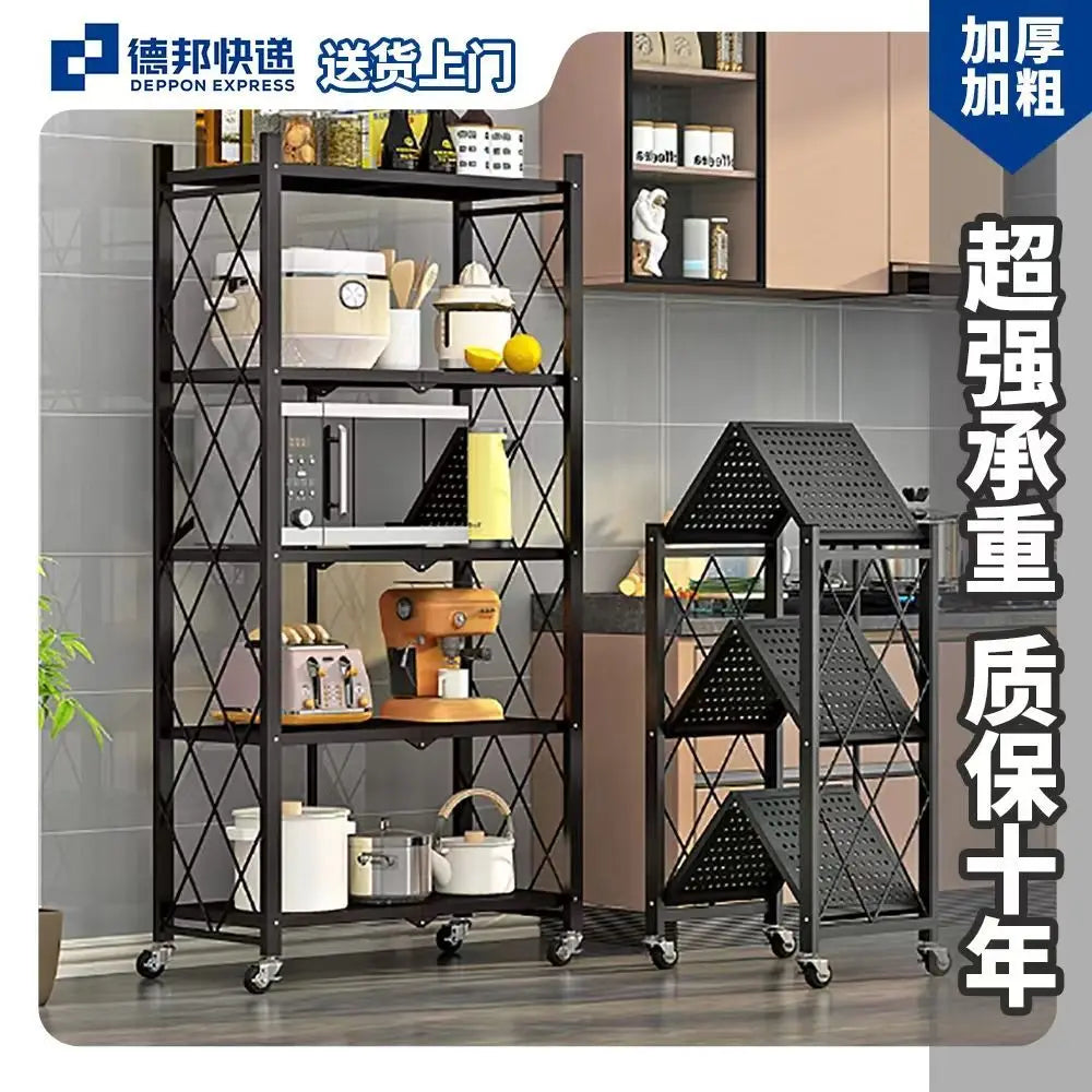 Foldable Large Iron Frame Storage Living Room Rack