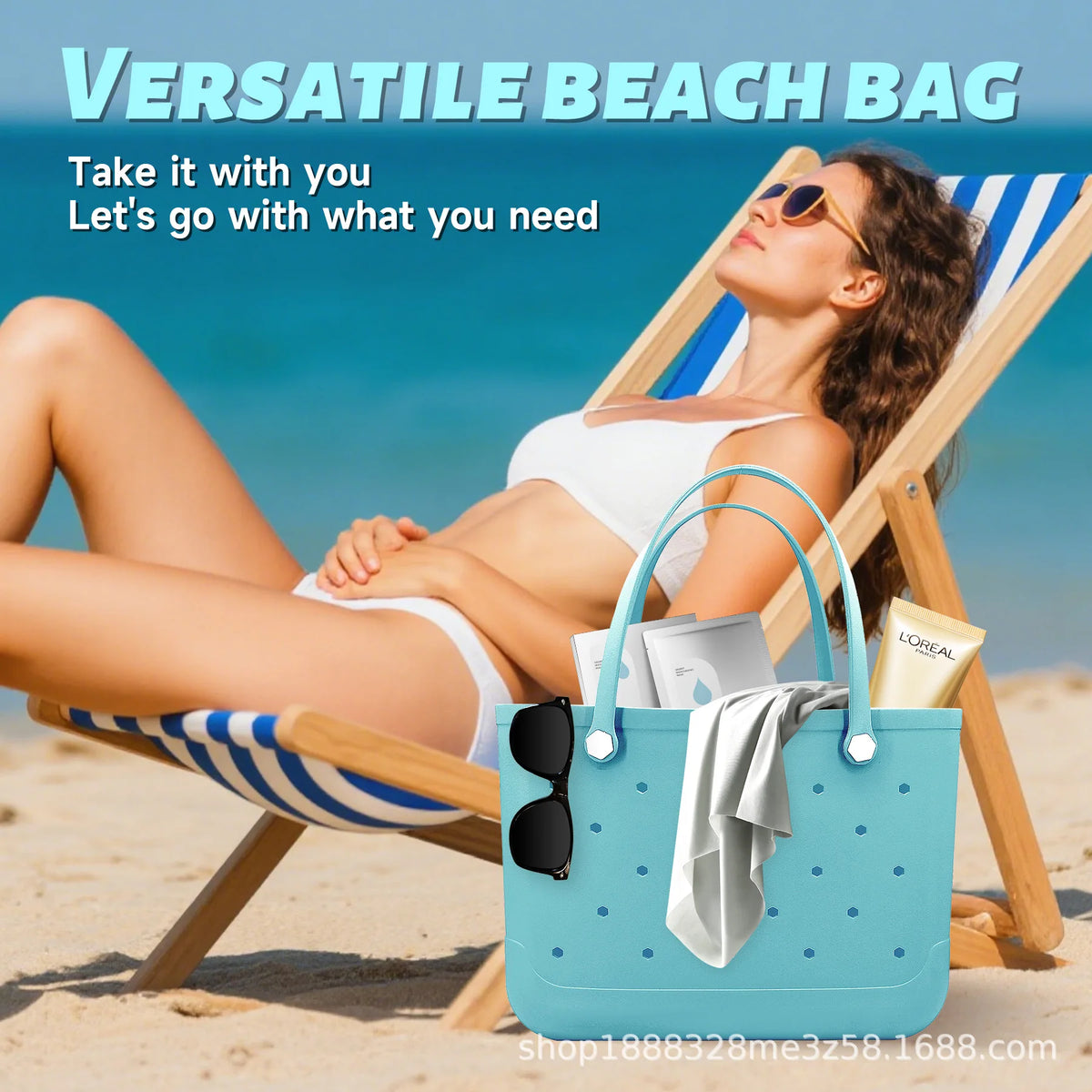 Durable Waterproof Eva Beach Bag Hole Pattern Handheld