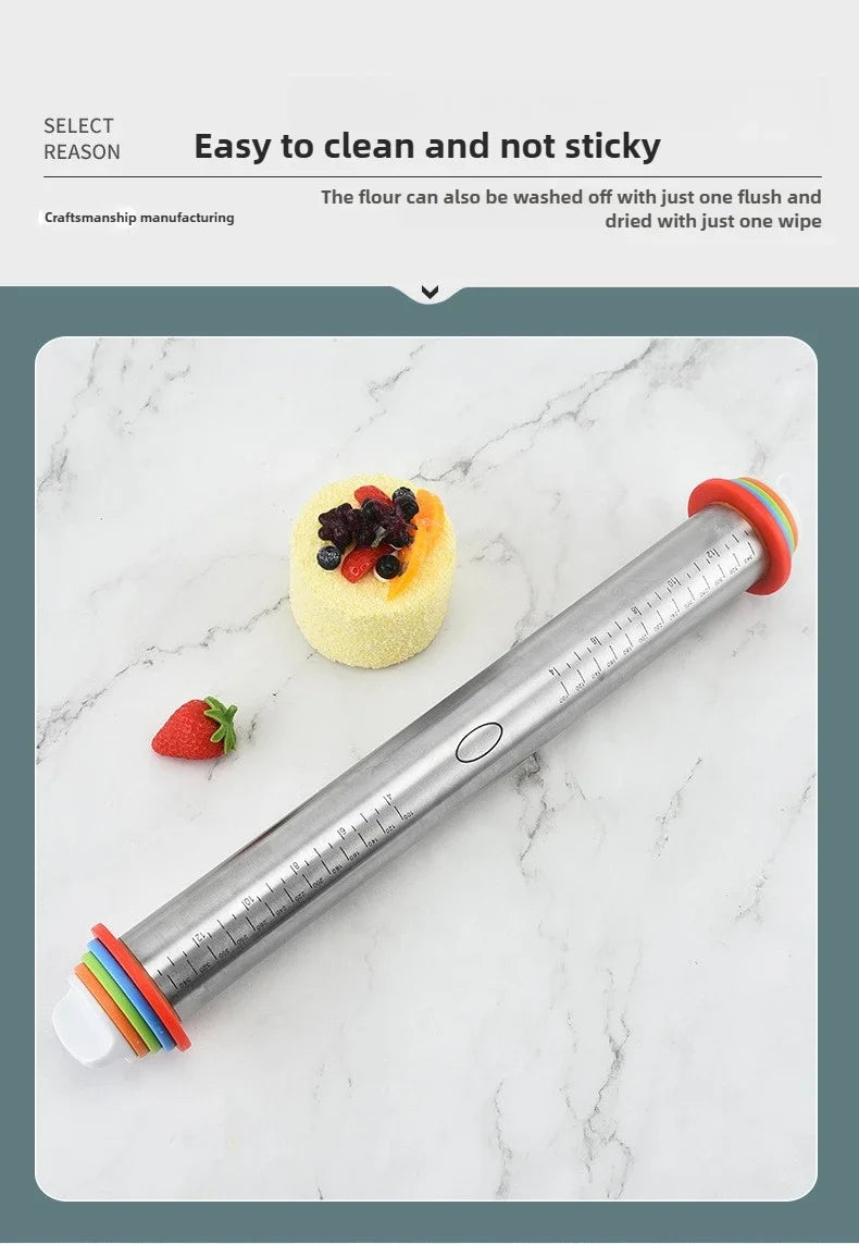 Adjustable Stainless Steel Rolling Pin Non-Stick Pastry Mat
