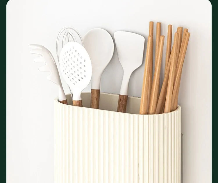 Wall Mount Chopsticks Holder Drain Dry Utensil Organizer