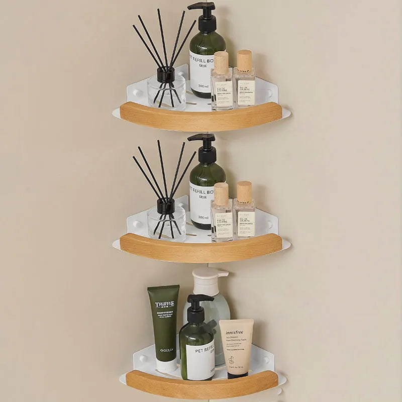 Black White Bathroom Shelves Wall Mountedspace Aluminum Wood
