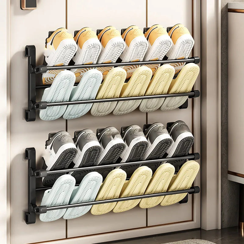 Wall Mounted Shoe Rack Punch Slipper Rack Bathroom