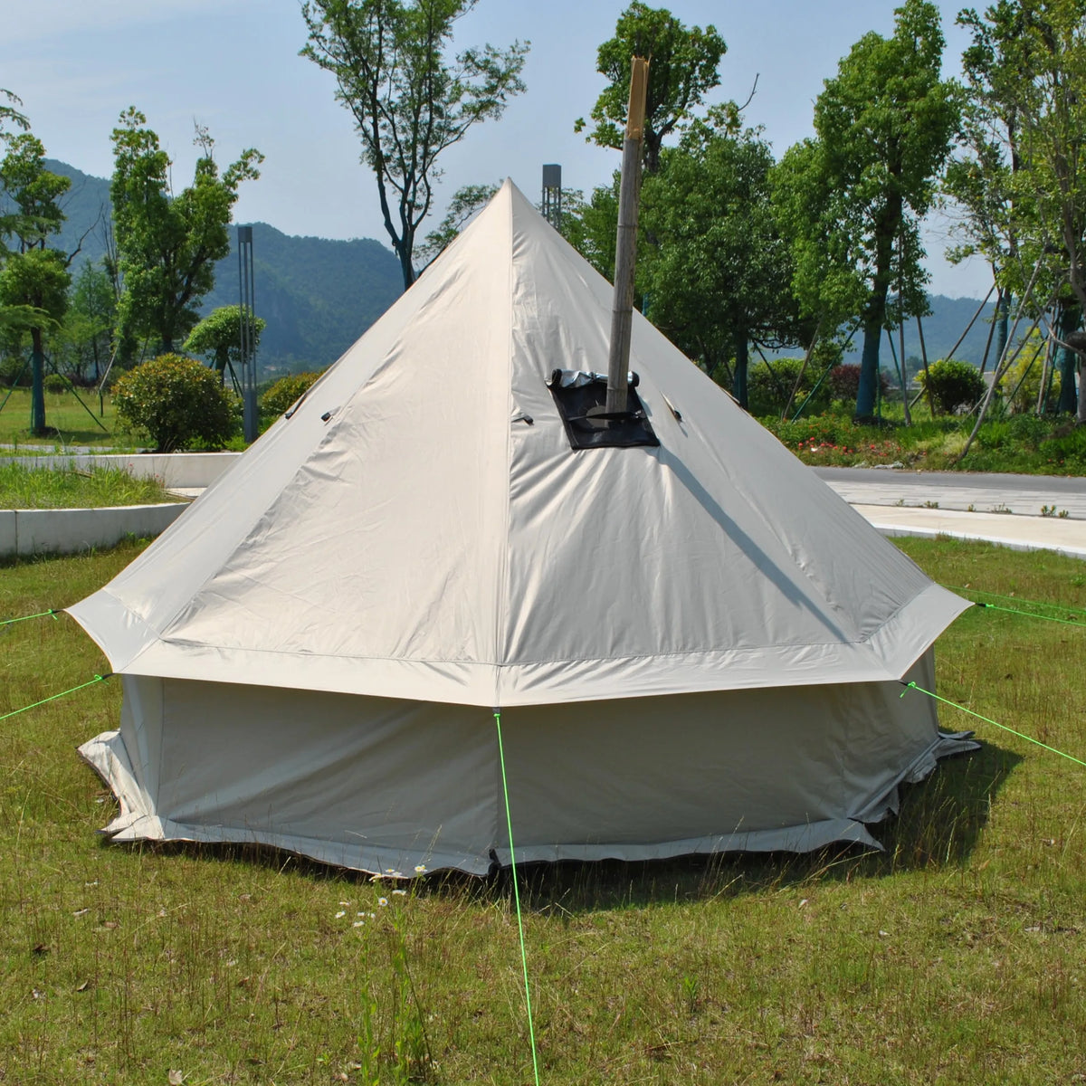 Person Large Pyramid Tent Four Seasons Camping Chimney