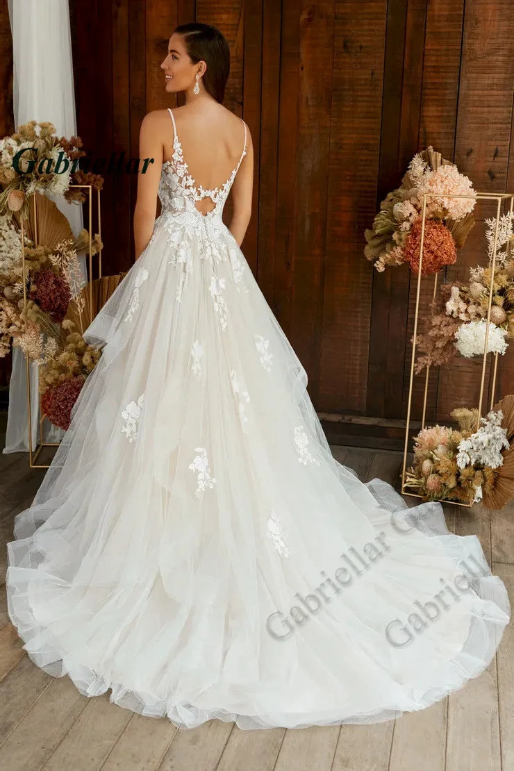 Gabriellar Attractive Wedding Dresses V-Neckline Sleeveless