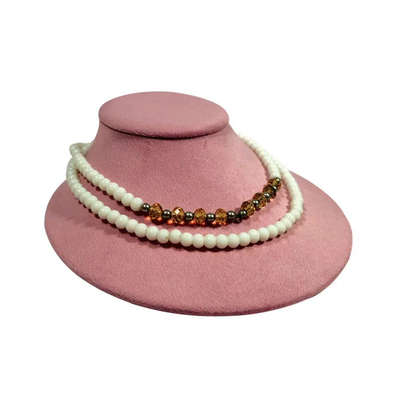 Pink Velvet Necklace Jewelry Portrait Neck Display Stand