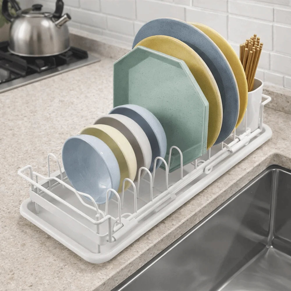Non-Slip Expandable Dish Drying Rack Large Capacity Draining