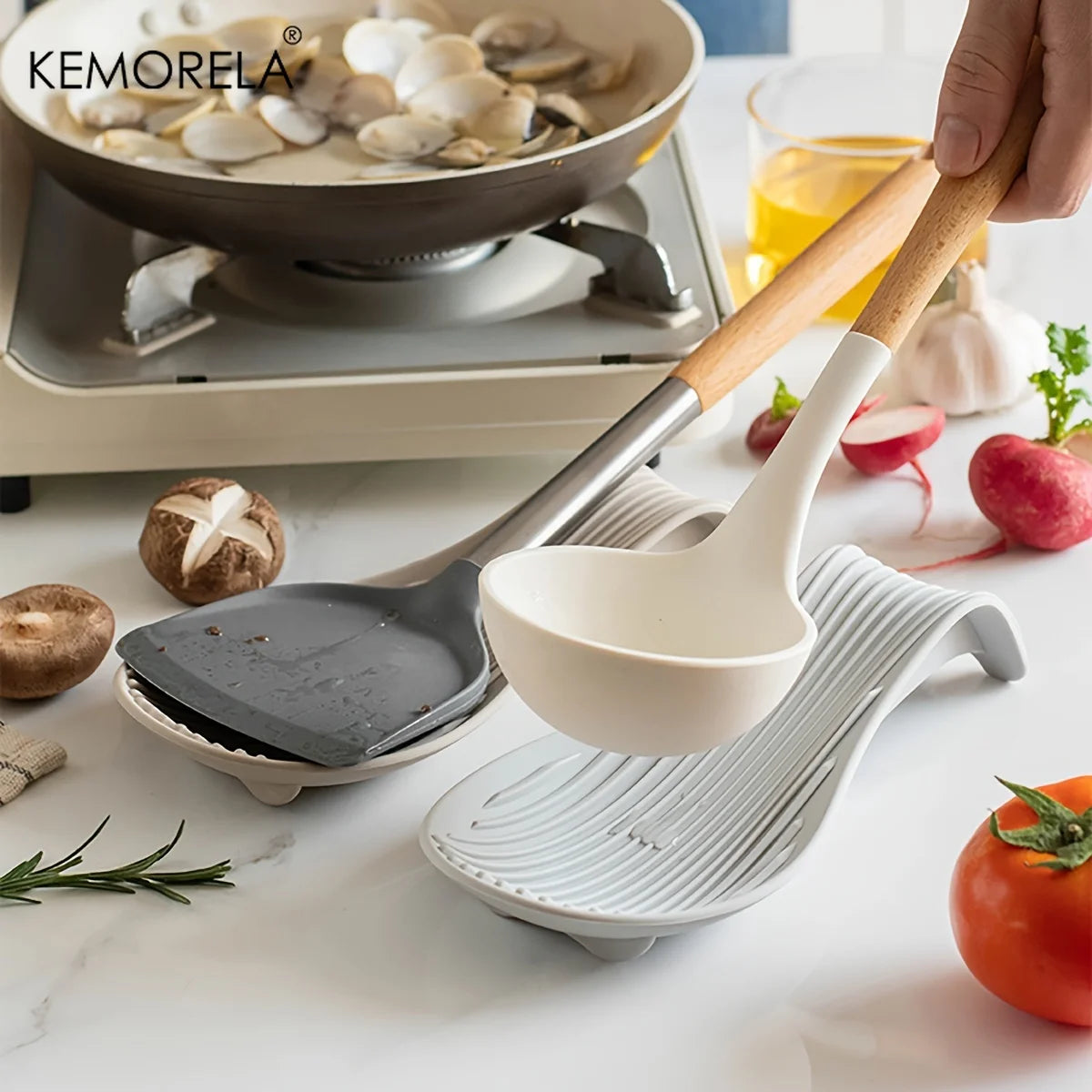 1pcs Silicone Spoon Holder Spoon Rest Utensil Heat