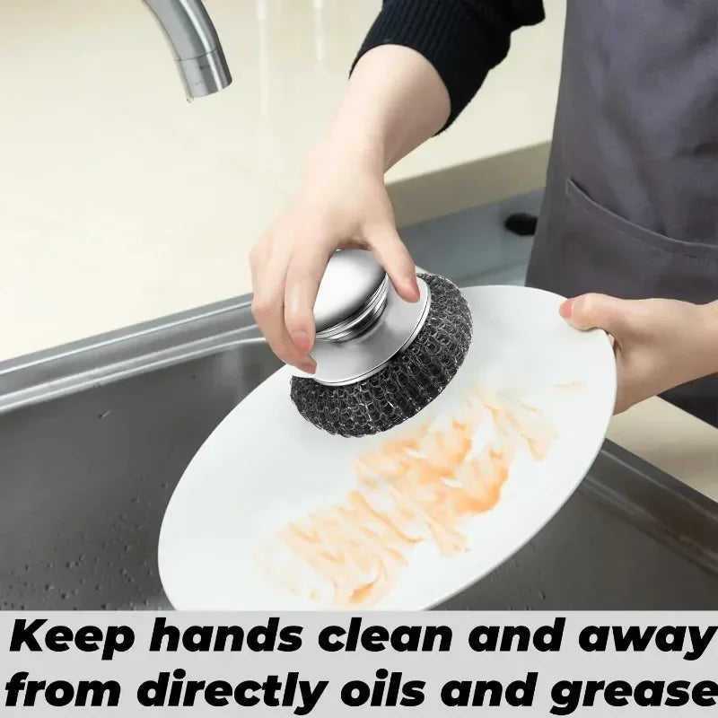 Stainless Steel Pot Brush Handle Robust Metal Ball