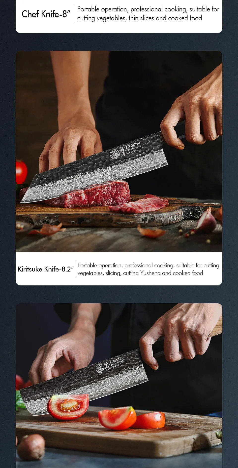 Young Damascus Steel Knives Japanese Hand Forged Chef