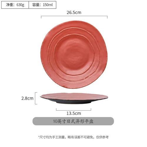 Handmade Stoneware Irregular Ceramic Plates Bowls Art Dish