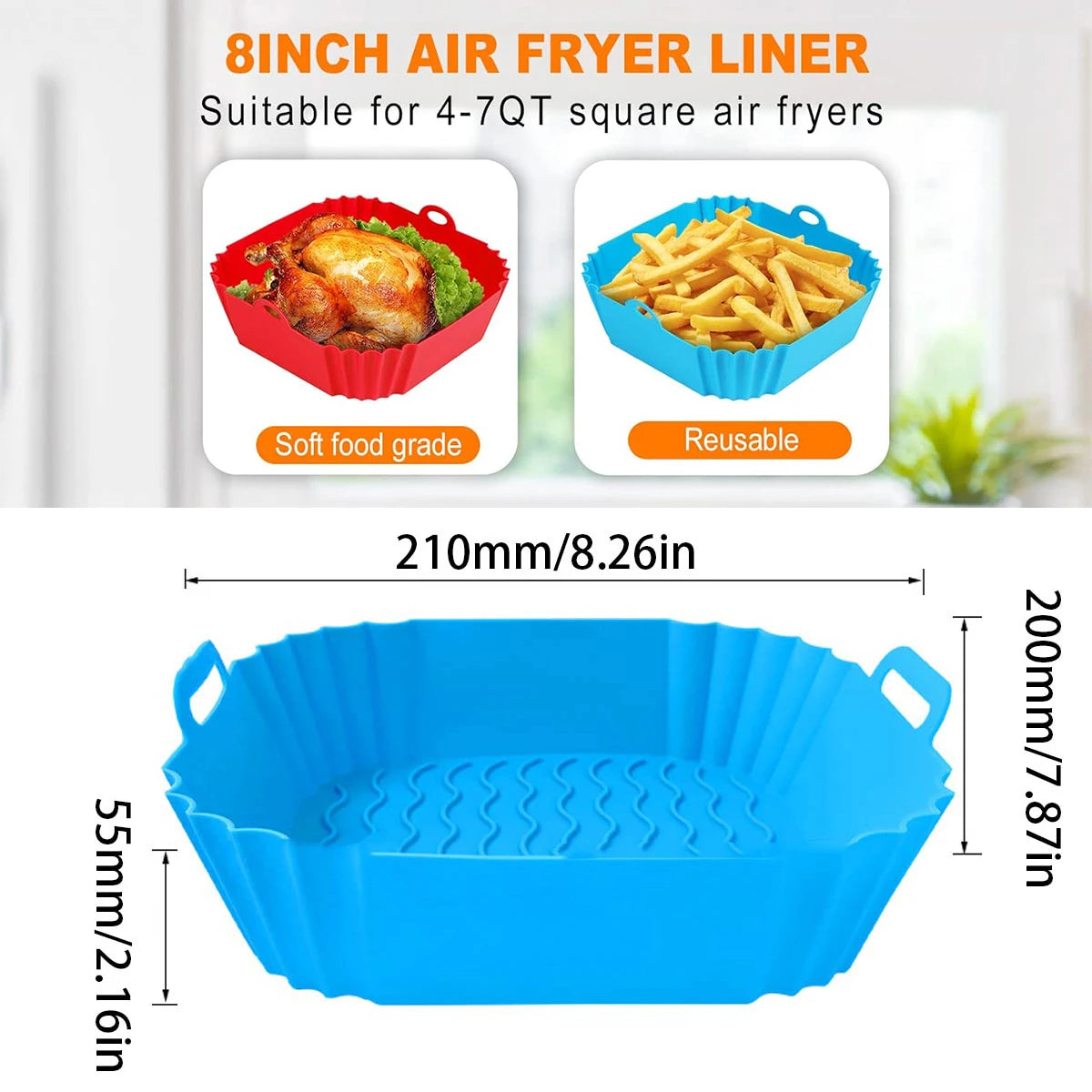 Air Fryer Silicone Liners Pot Airfryer Basket Cooking