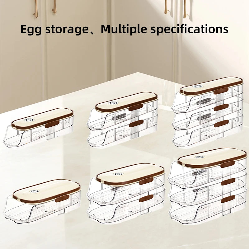 Auto Rolling Egg Holder Refrigerator Stackable Egg Storage