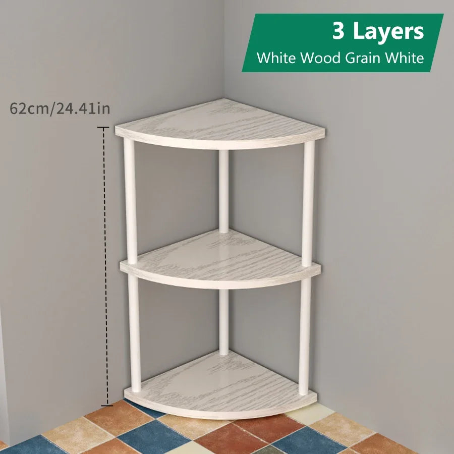 Multi-Layer Storage Rack Wall Corner Shelf Living