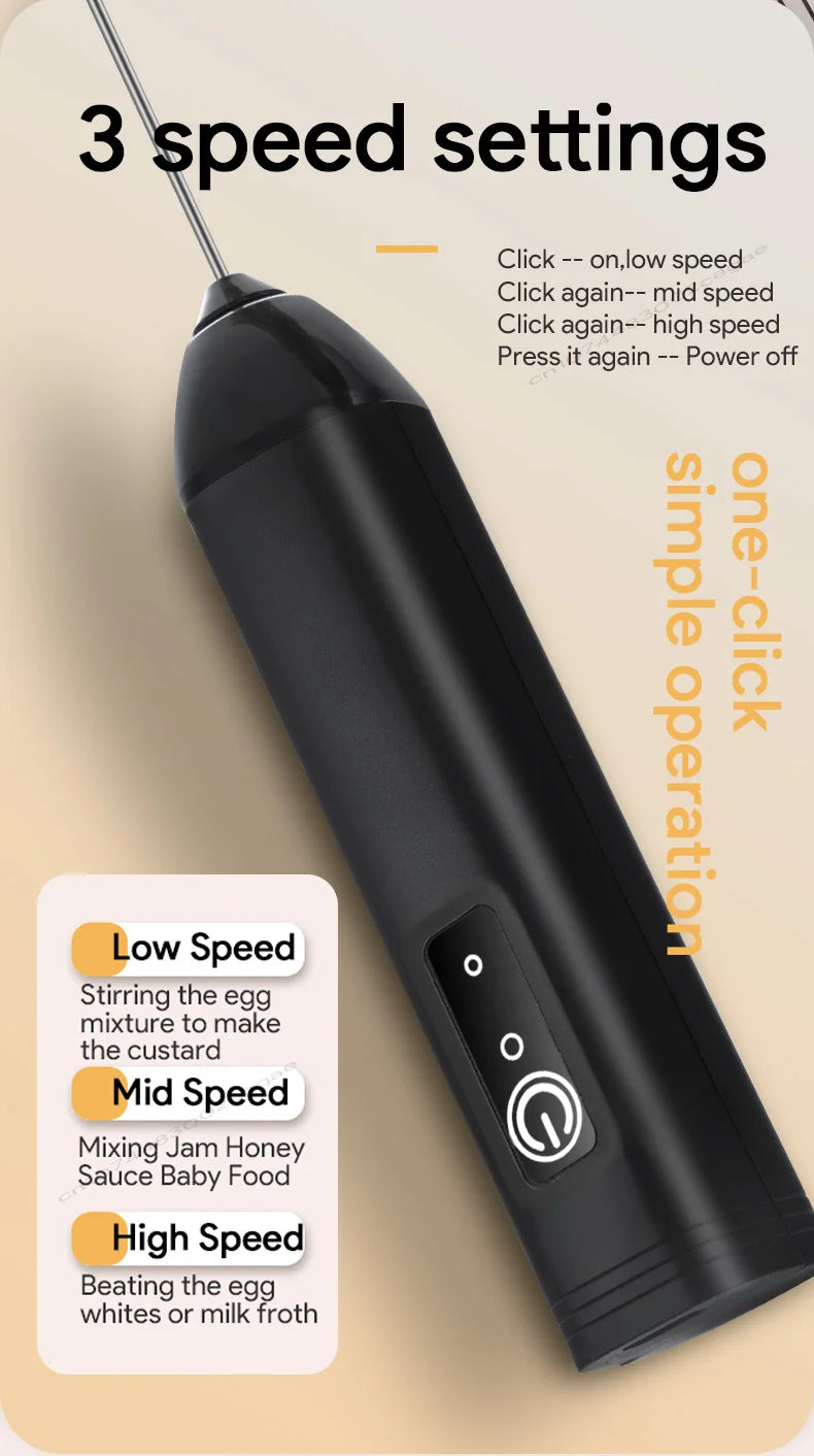 Minl Mik Frother Usb Rechargeable Speeds Foam Maker