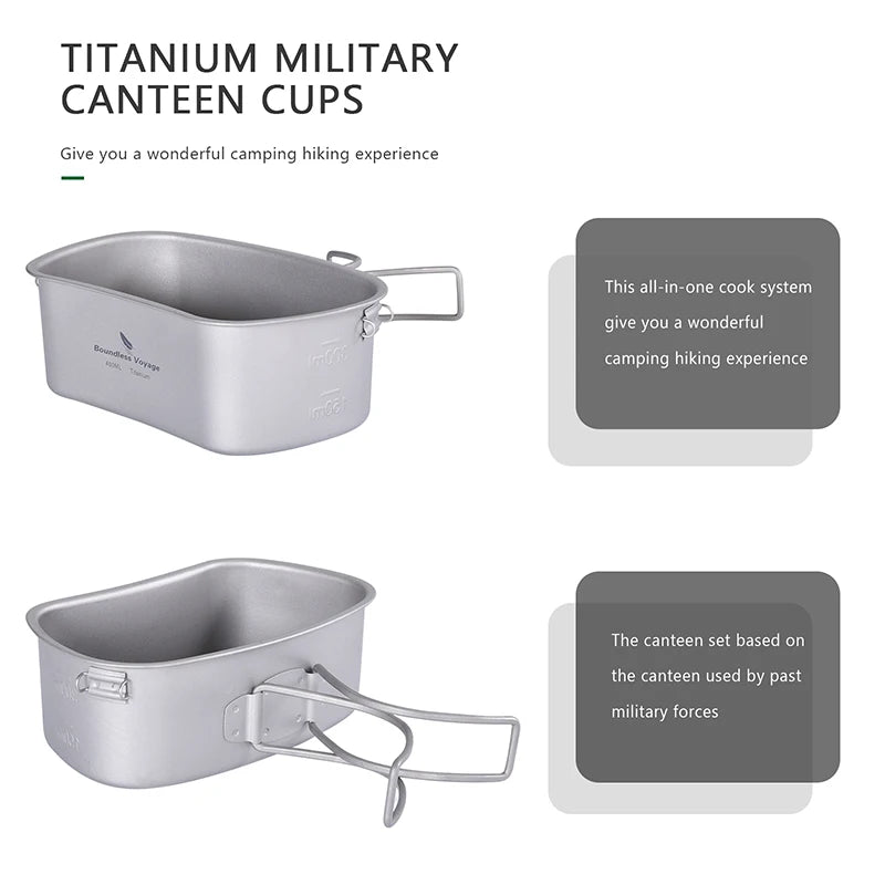 Boundless Voyage Cooking Titanium Military Canteen Bottle Outdoor