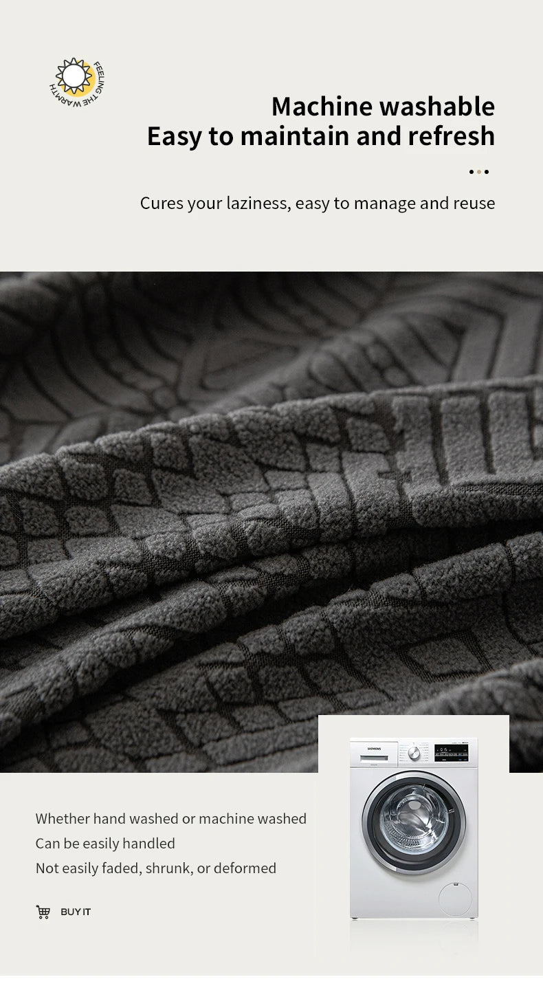 Polar Fleece Jacquard Sofa Cover Geometric Pattern High