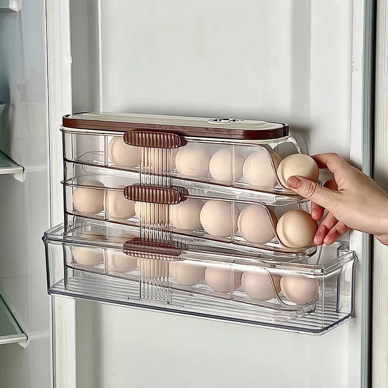 Auto Rolling Egg Holder Refrigerator Stackable Egg Storage