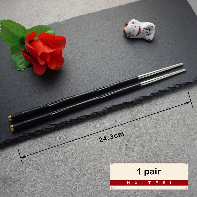 High-End Japanese Stainless Steel Chopsticks Metal Non-Slip Steel