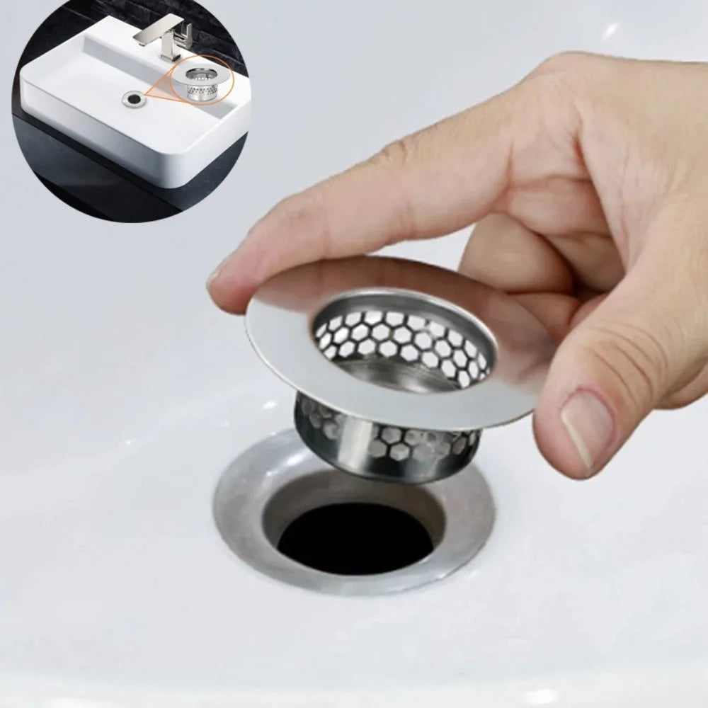 Universal Stainless Steel Bathroom Sink Strainer Hair Catcher