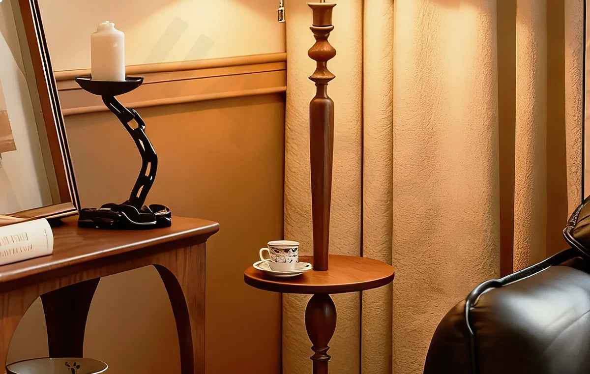French Retro Solid Wood Floor Lamp Living Room
