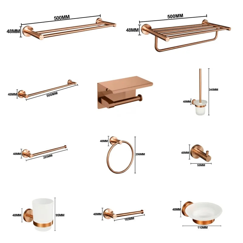 Brushed Rose Gold Bathroom Hardware Towel Ring Towel