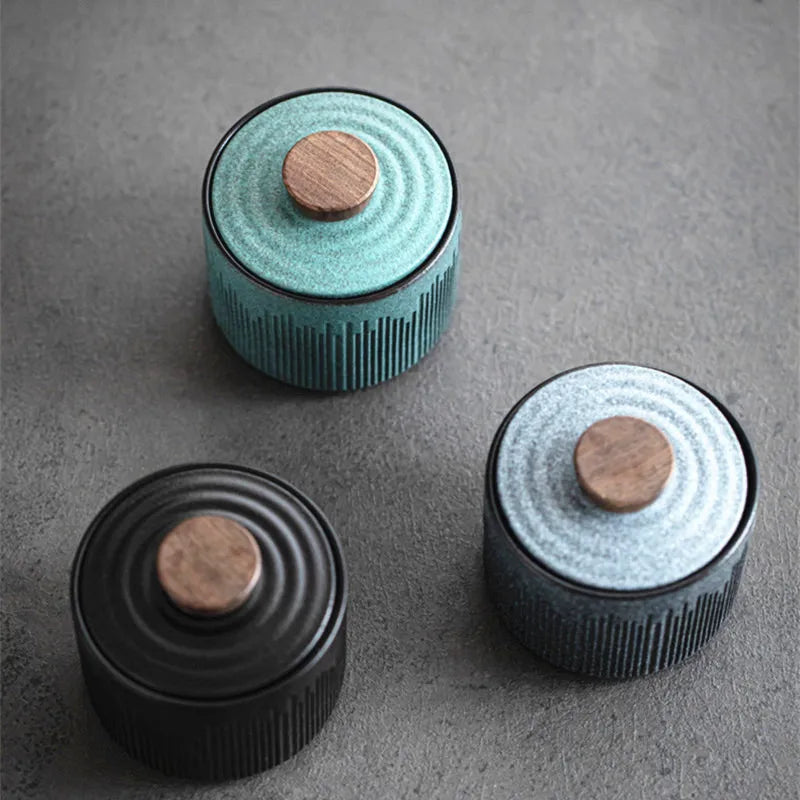 Small Tea Caddy Ceramic Jar Coffee Can Tea