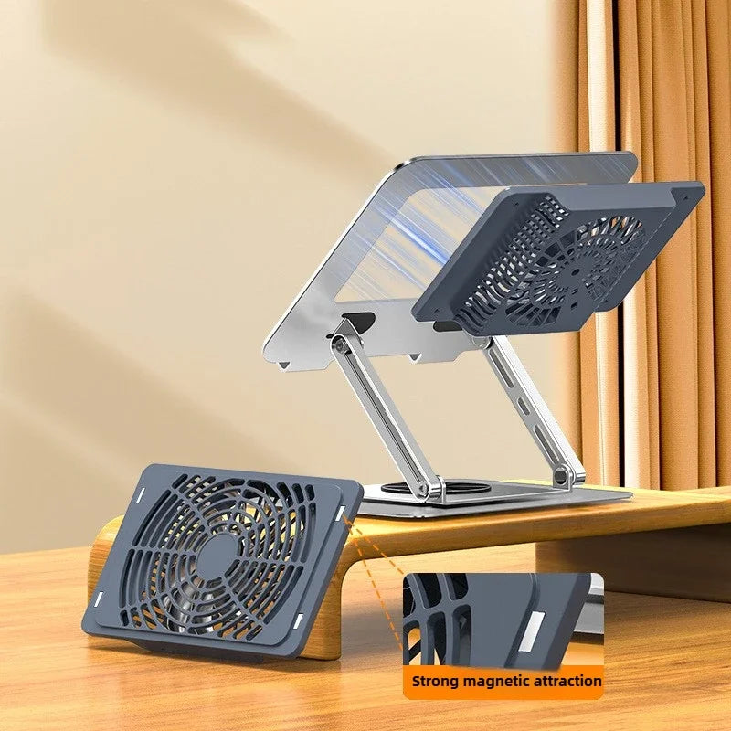 Rotating Laptop Cooling Rack Fan Elevated Cooling Base