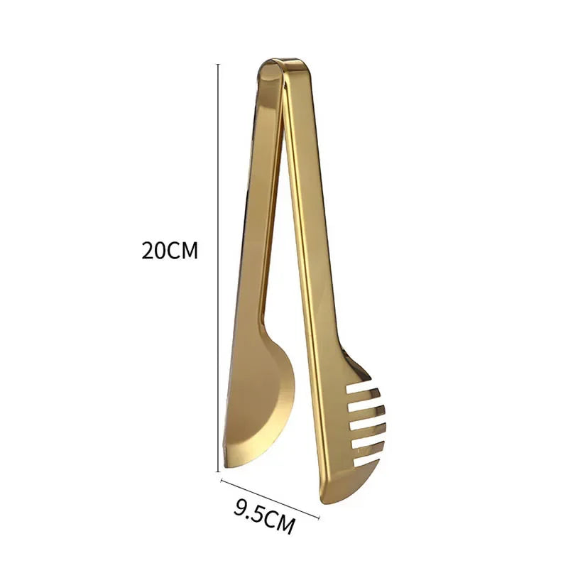 1pc Golden Stainless Steel Food Tong Bbq Clip