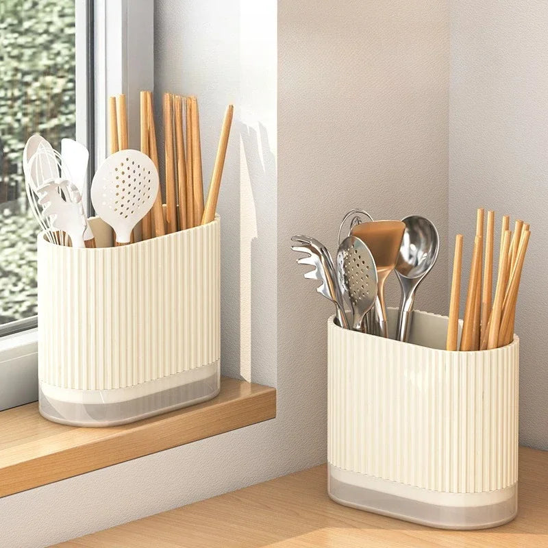 Wall Mount Chopsticks Holder Drain Dry Utensil Organizer