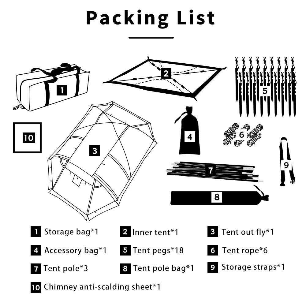 Fireproof Tent Person Waterproof Extend Dome Tent Stove