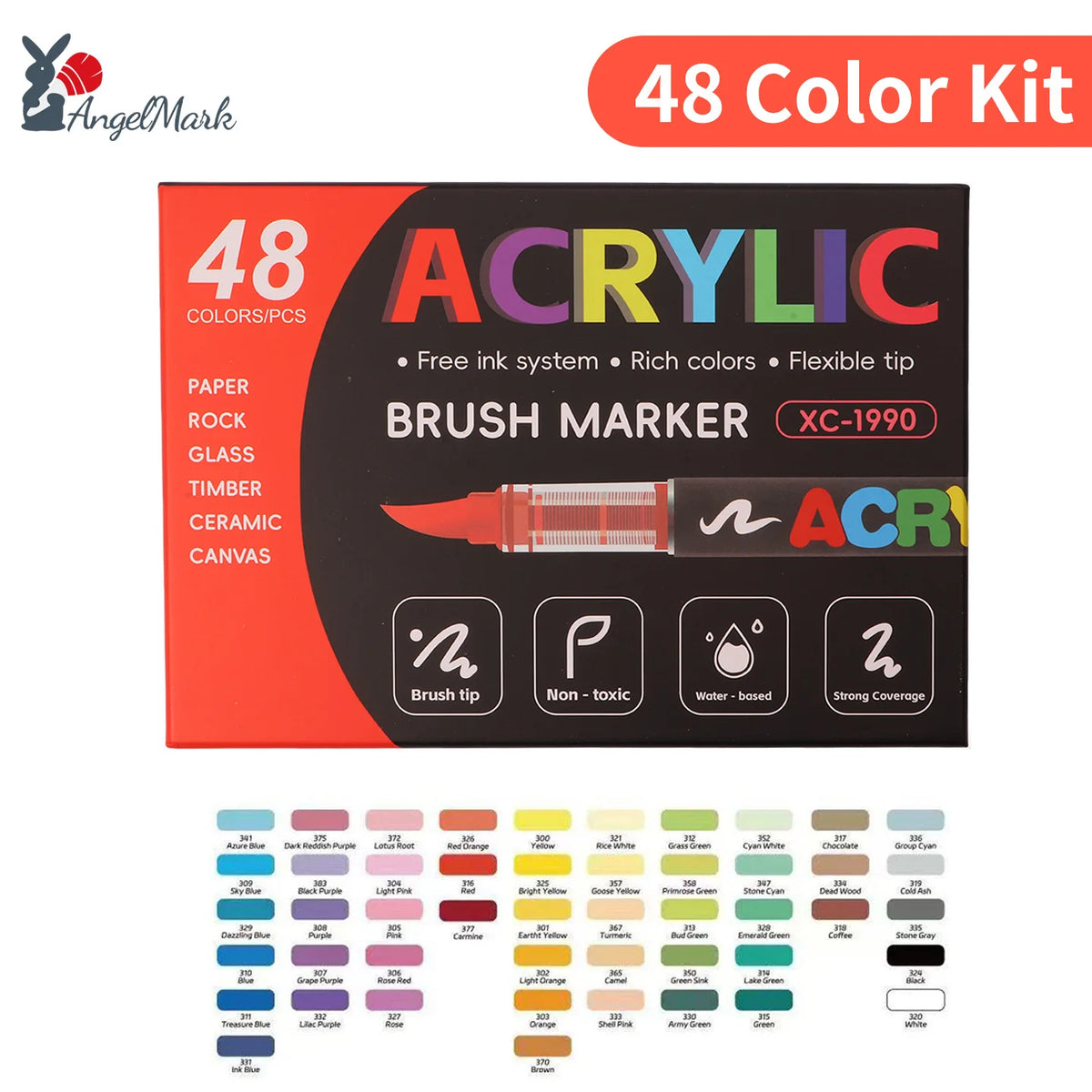 12-168 Colors Acrylic Paint Pen Marker Brush Tip