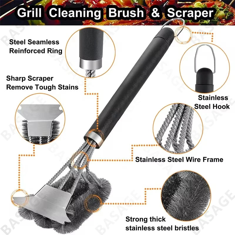 Safe Grill Brush Scraper Handle Bbq Cleaning Brush