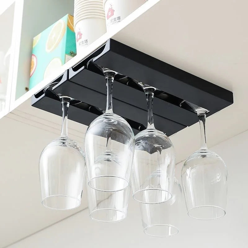 No Drill Creative Upside Down Wine Glass Rack