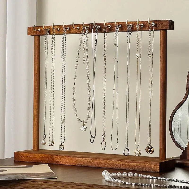 Jewelry Organizer Display Stand Solid Wood Necklace Hanging