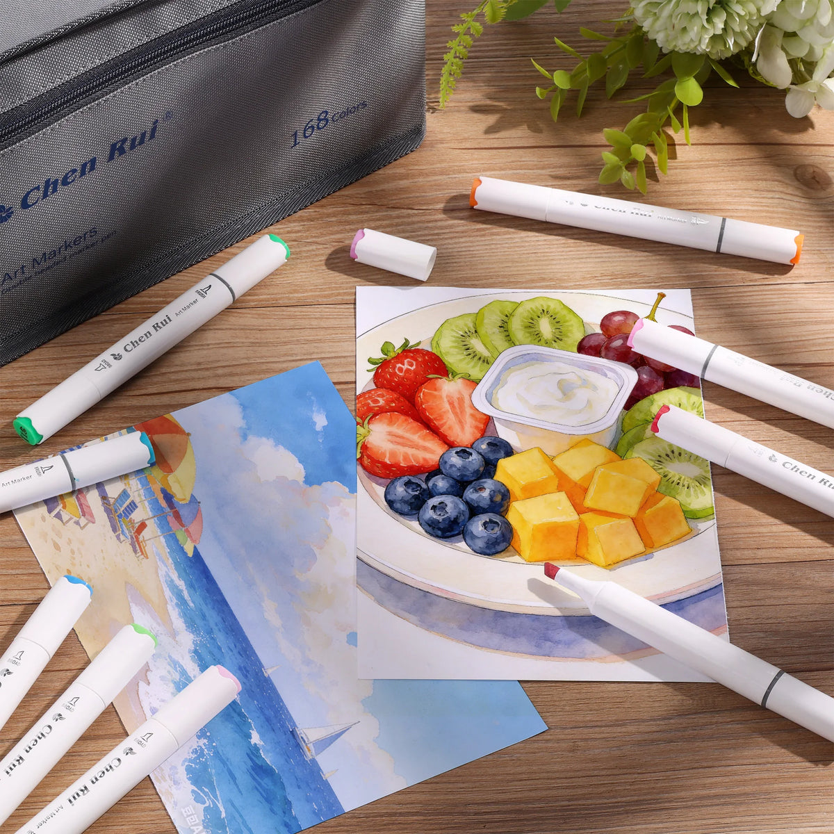 Chen Rui 48-168 Colors Brush Art Marker Dual