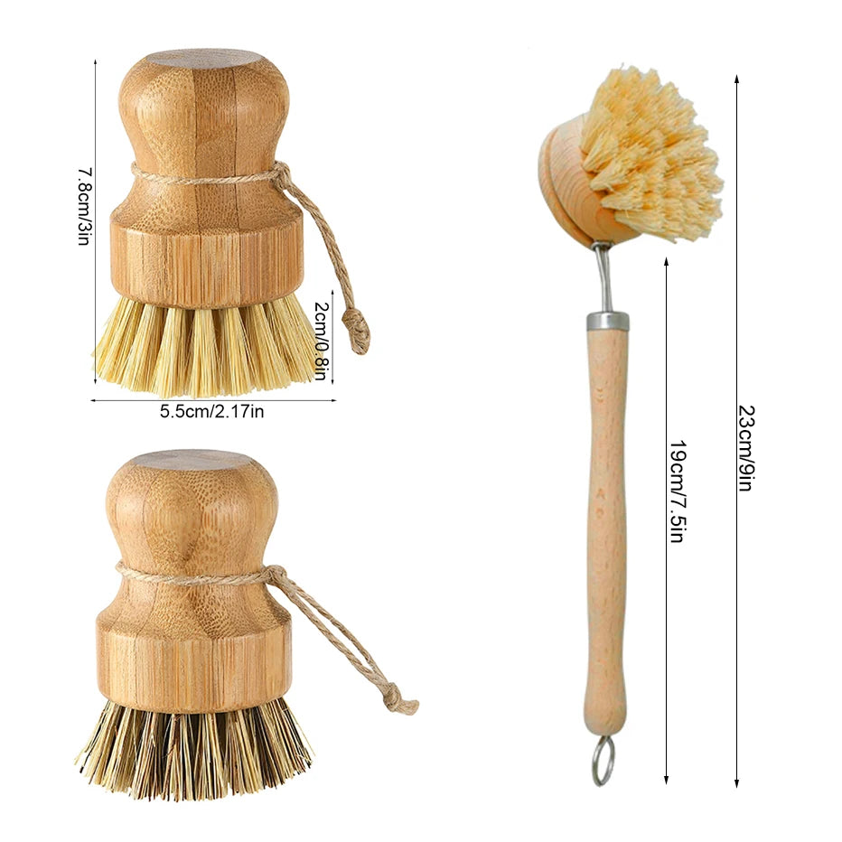 Bamboo Cleaning Brush Natural Dishes Pots Pans Sink