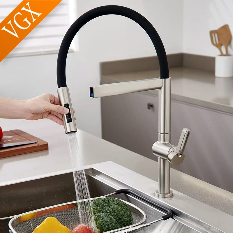 Vgx Brushed Faucet Sink Faucets Rubber Pull Down