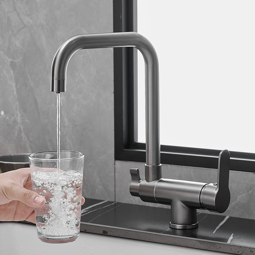 Grey Color Faucets Folded Waterfilter Taps Mixer Drinking