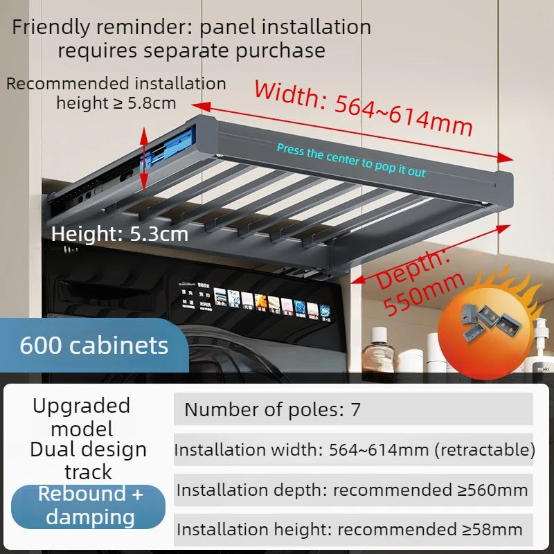 Retractable Pull-Out Clothes Drying Rack Adjustable Rebound