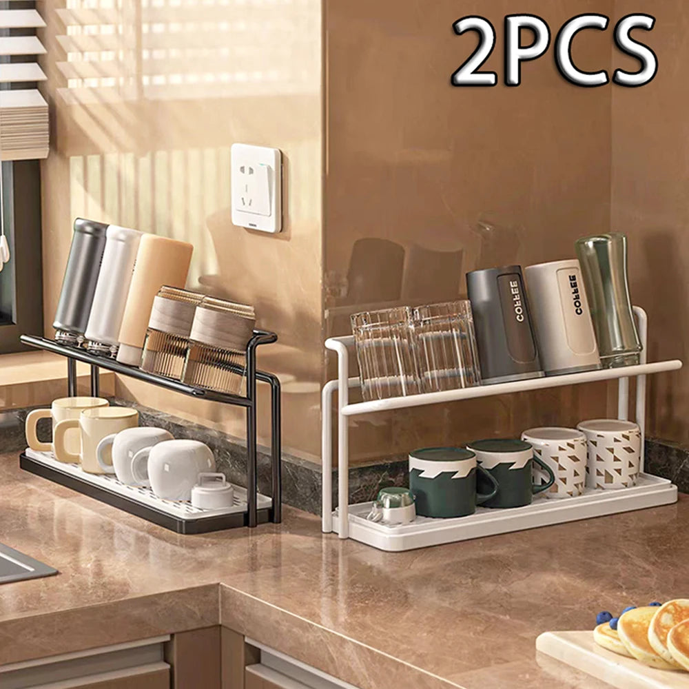 Stainless Steel 2-Tier Bottle Drying Rack Drain Tray