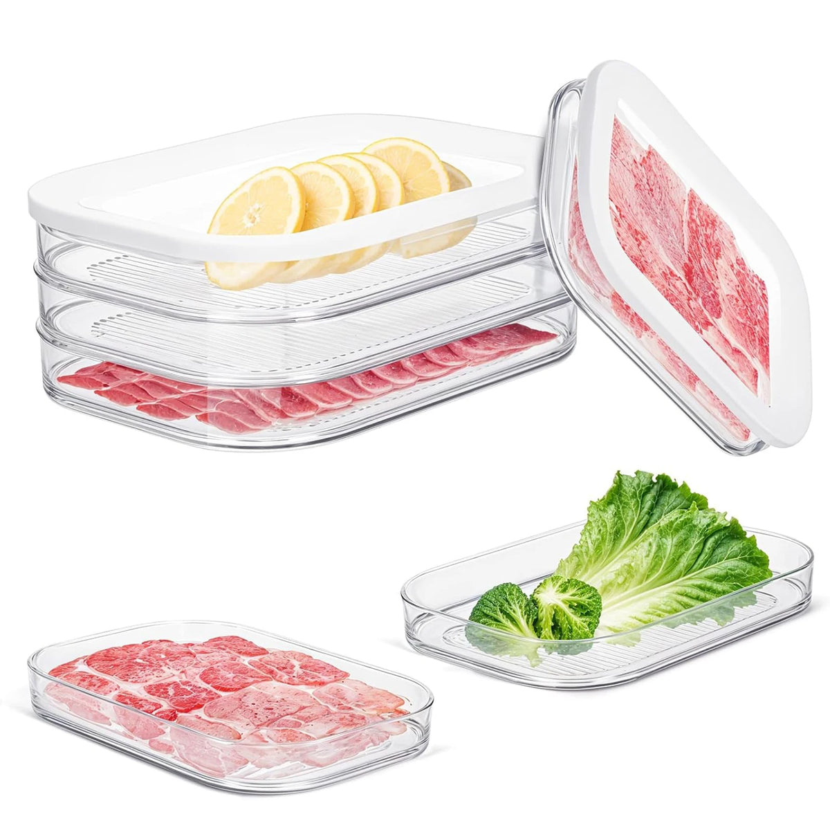 Meat Container Fridge Stackable Cold Cuts Storage Containers