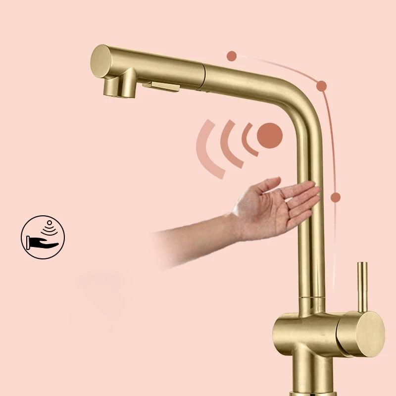 Handfree Grey Touch On Faucet Stainless Steel Cold