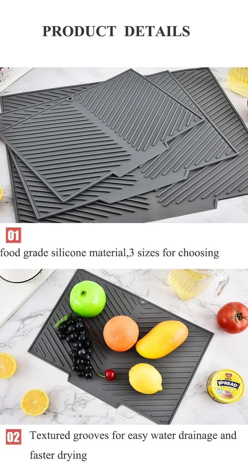 Silicone Dish Drying Mat Counter Top Mat Dish