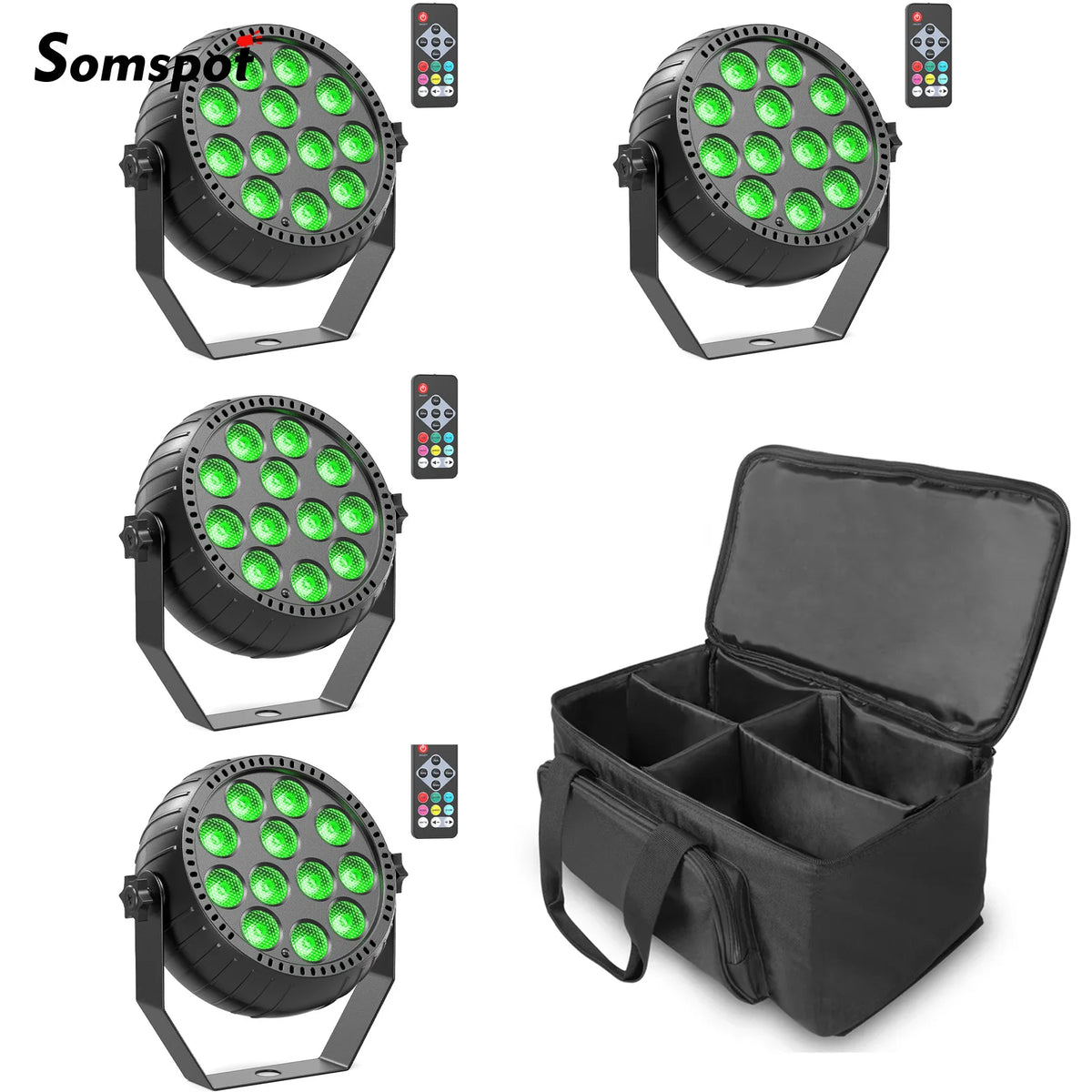 Somspot 4pcs Led Rgb Par Lights Storage Bag