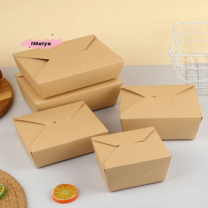10pcs Disposable Fast Food Boxes Thickened Kraft Paper