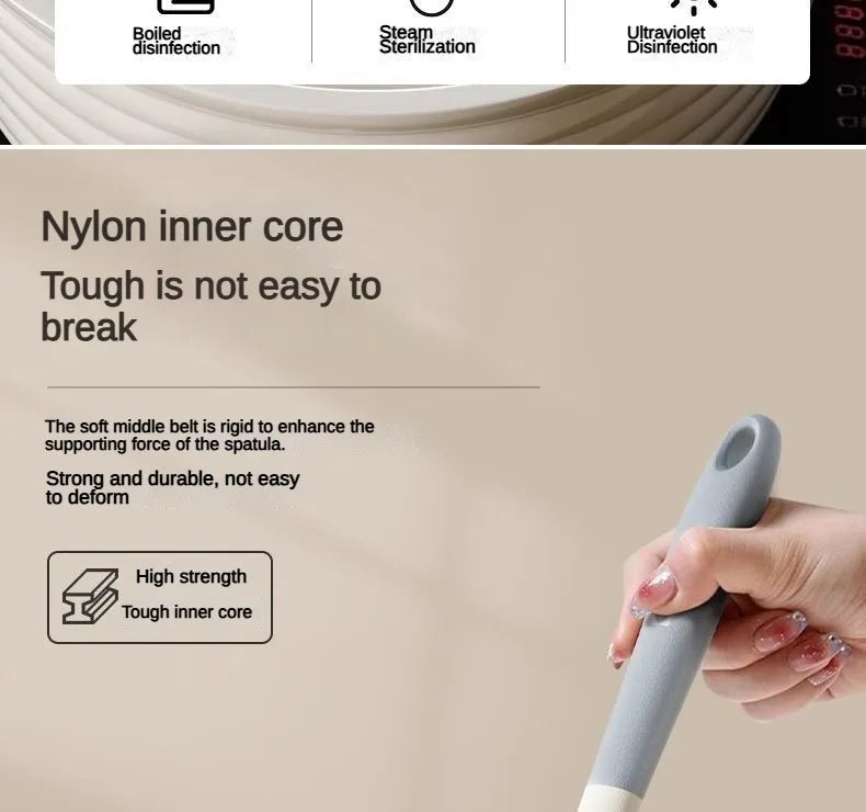 1/2/3/4set Grey White Silicone Spatula Soup Spoon Non-Stick