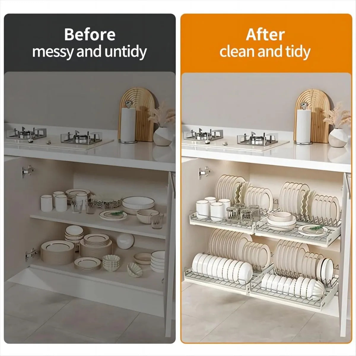 Dish Storage Rack Stainless Steel Dish Drawer Cabinet