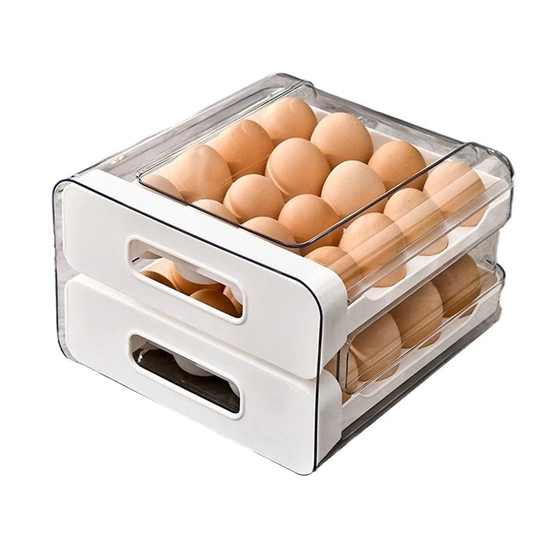 2-Layer Stackable Refrigerator Egg Organizer Clear Plastic Egg