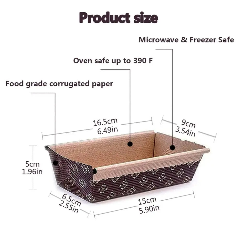 25pcs Brown Paper Baking Loaf Pan Rectangle Tray