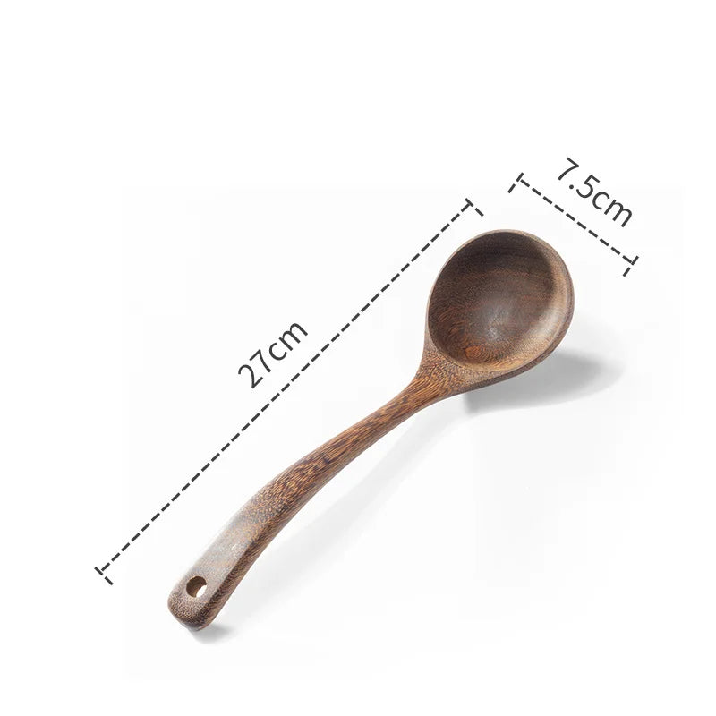 Utensils Non-Stick Cookware Wooden Handle Soup Spoon Spatula